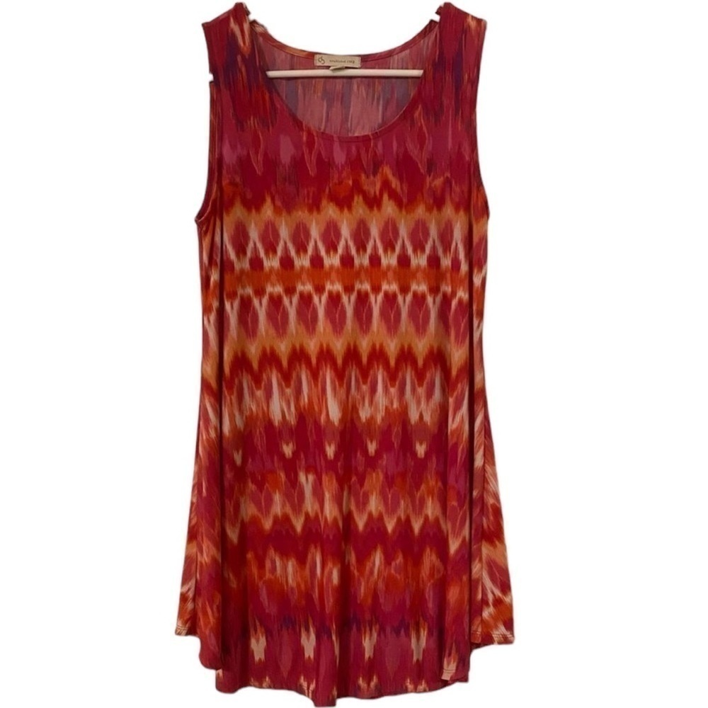 Dressbarn Pink, Orange, and White Tunic Top Size small